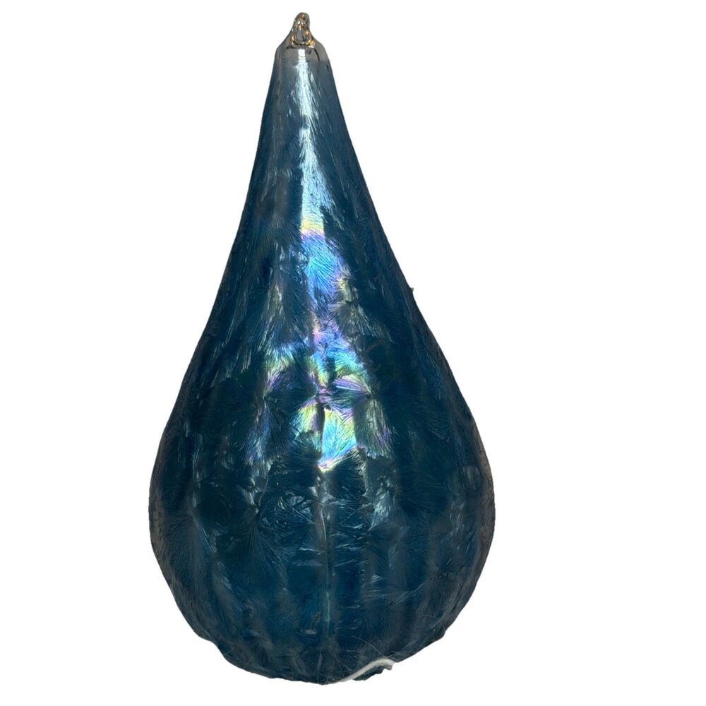 Hand Blown Studio Art Glass iridescent Suncatcher/ Ornament Feathered HM Loop